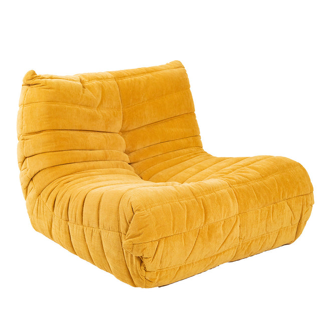 Togo Style Sofa Mustard Yellow Corduroy 1 Seater