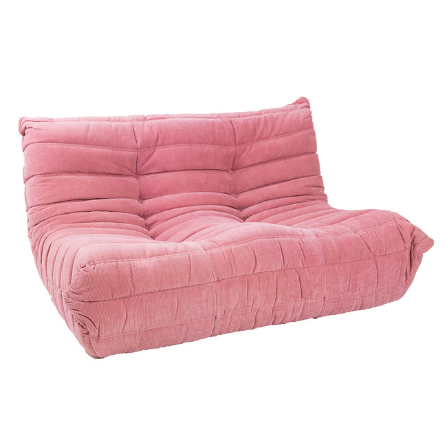 Togo Style Sofa Pastel Pink Corduroy 2 Seater