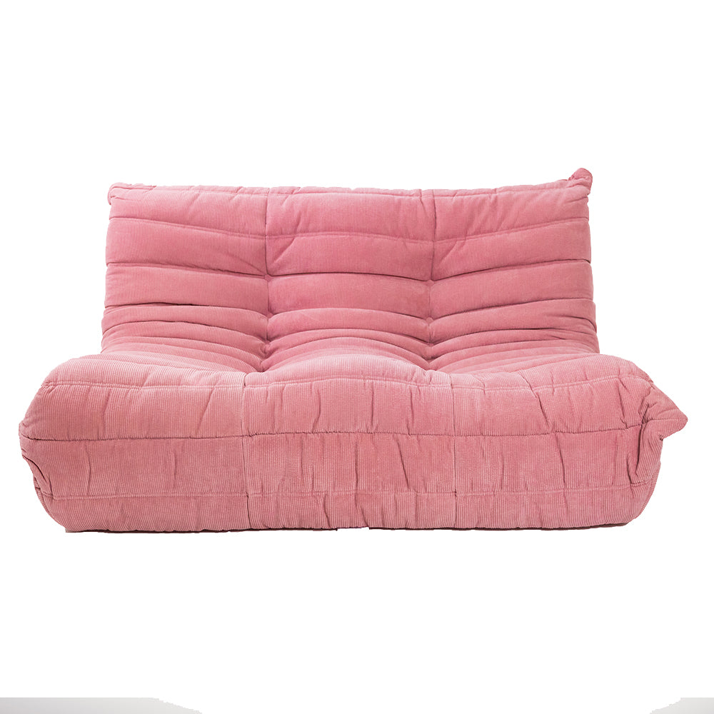 Togo Style Sofa Pastel Pink Corduroy 2 Seater