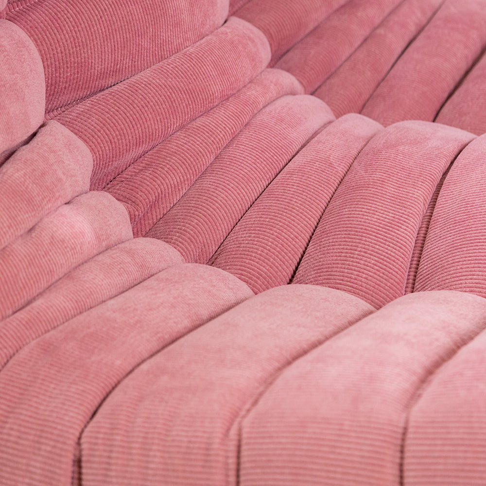 Togo Style Sofa Pastel Pink Corduroy 2 Seater