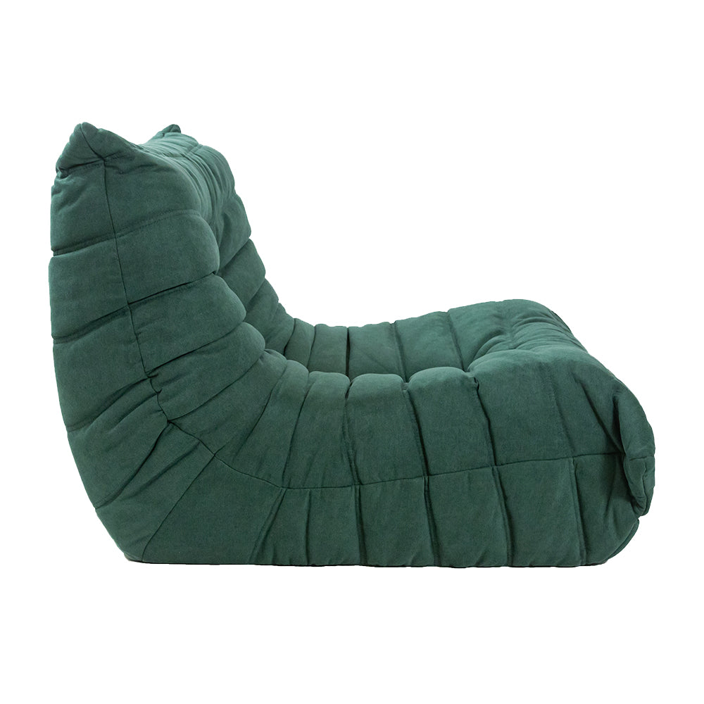 Togo Style Sofa Green Linen 1 Seater