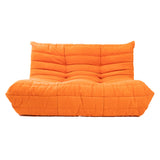 Togo Style Sofa Orange Suede 2 Seater