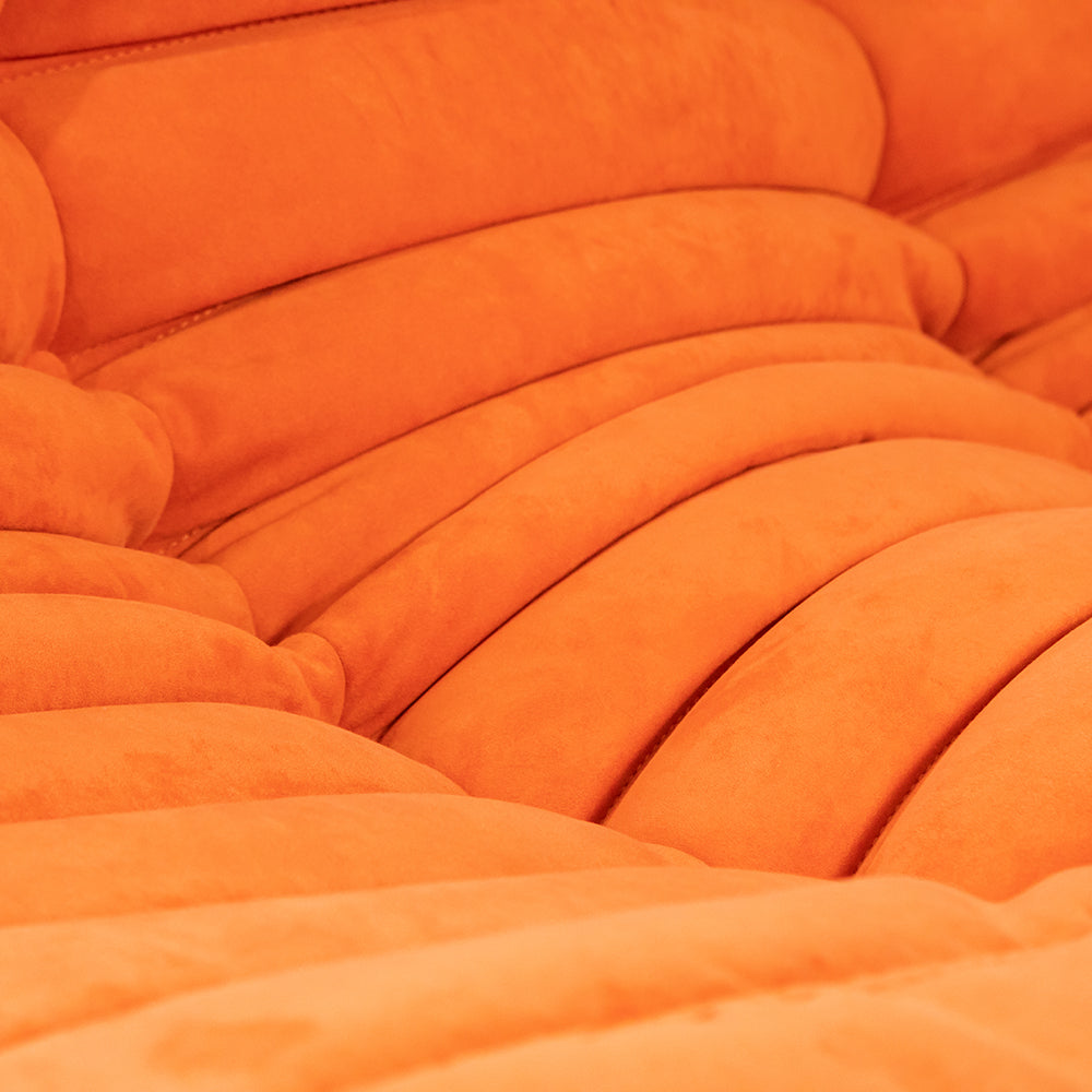 Togo Style Sofa Orange Suede 2 Seater