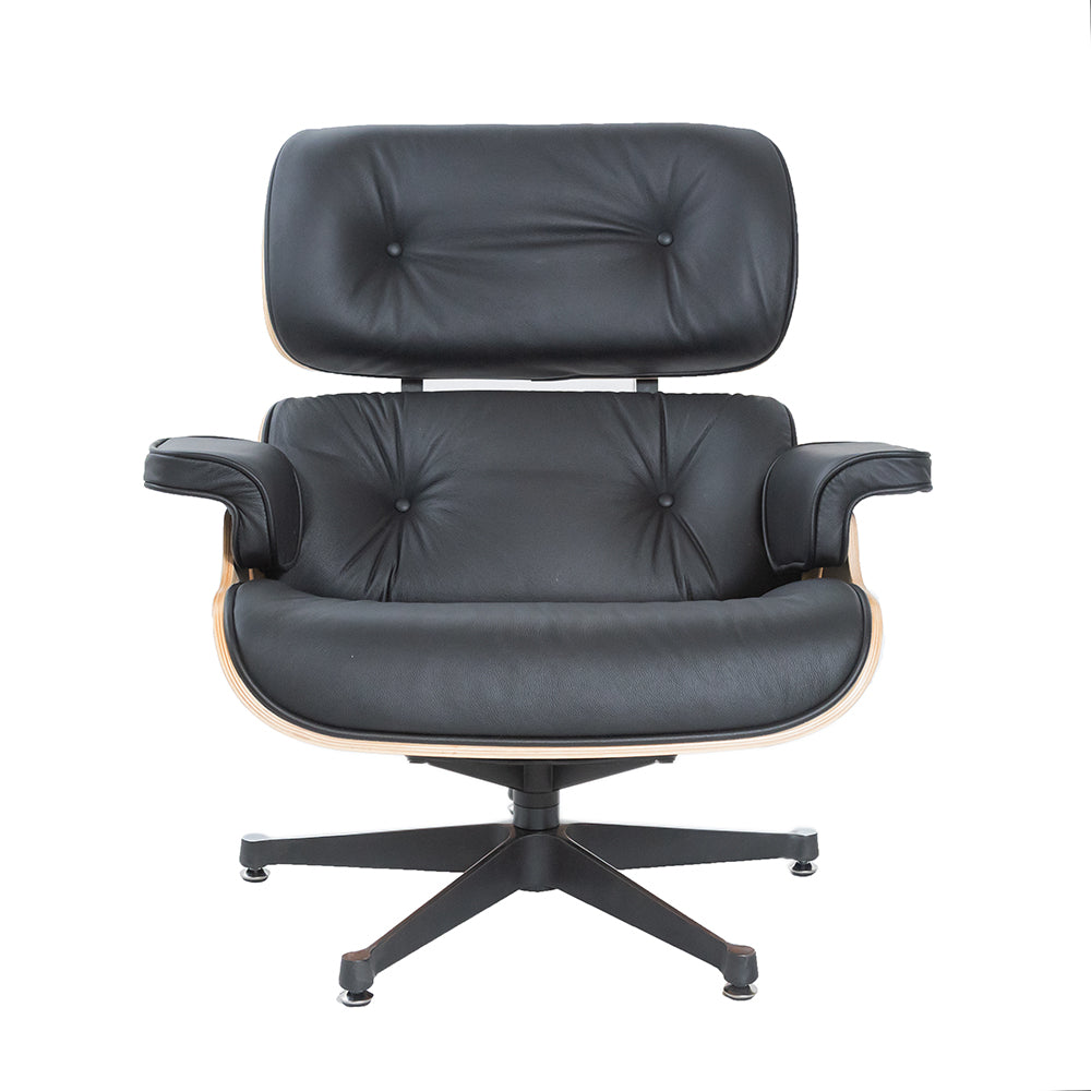 Iconic Lounge Chair and Ottoman - Rosewood & Black Leather