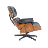 Iconic Lounge Chair and Ottoman - Rosewood & Black Leather