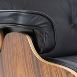 Iconic Lounge Chair and Ottoman - Rosewood & Black Leather