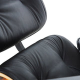 Iconic Lounge Chair and Ottoman - Rosewood & Black Leather