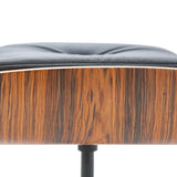 Iconic Lounge Chair and Ottoman - Rosewood & Black Leather