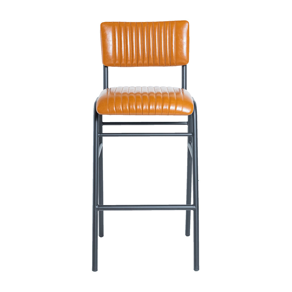 Hipster Leather Upholstered Bar Stool Tan