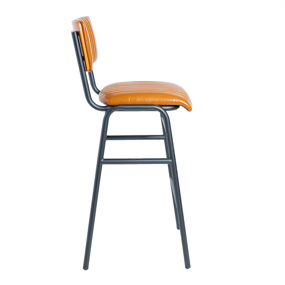 Hipster Leather Upholstered Bar Stool Tan