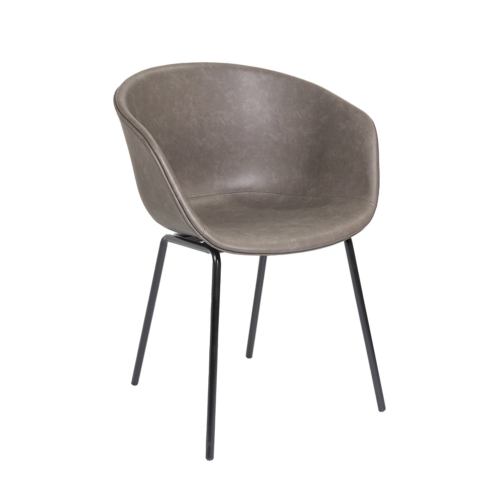 Vogue Faux Leather Grey Arm Chair - Metal Legs