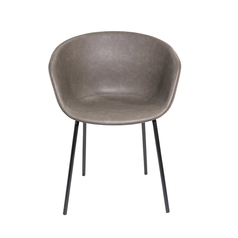 Vogue Faux Leather Grey Arm Chair - Metal Legs