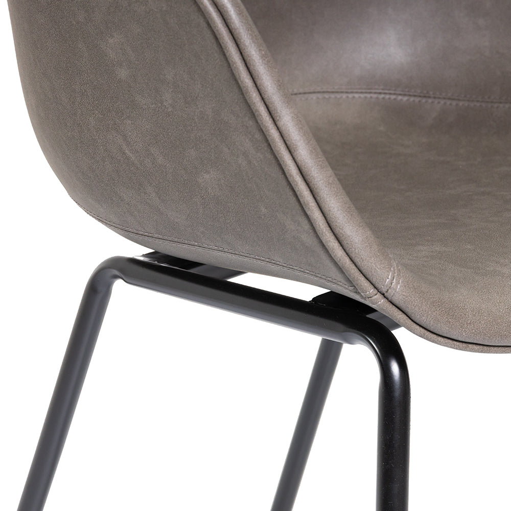 Vogue Faux Leather Grey Arm Chair - Metal Legs