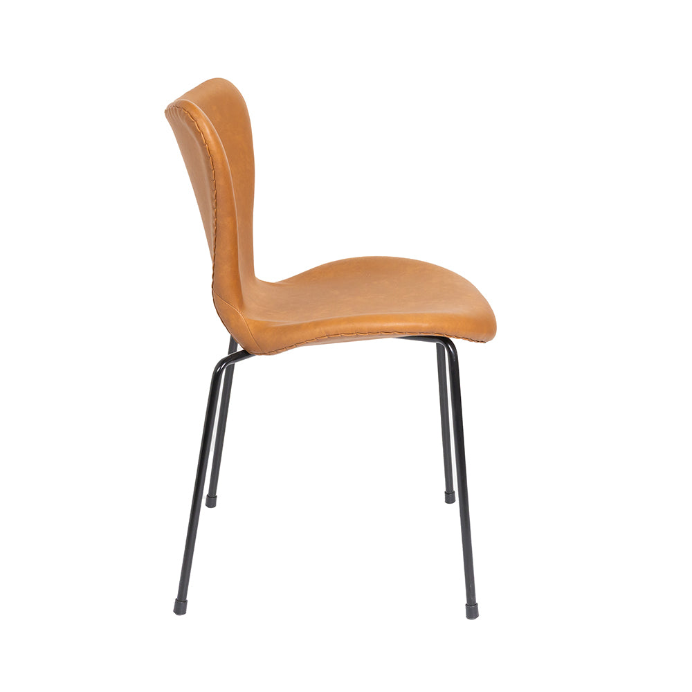 Rodney Chair Upholistred Tan - Black Metal Legs