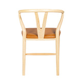 Hans J Wegner style Wishbone Chair - Natural / Tan Faux Seat