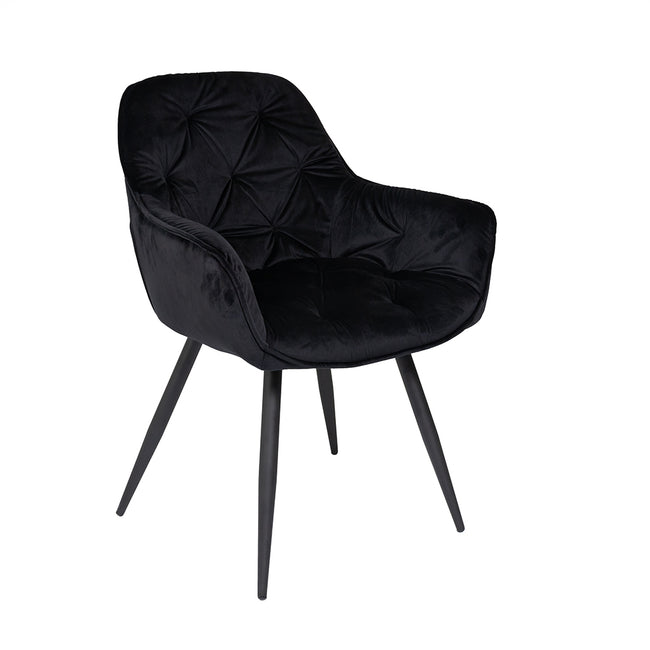 Buttoned Carver Dining Chair Black Velvet