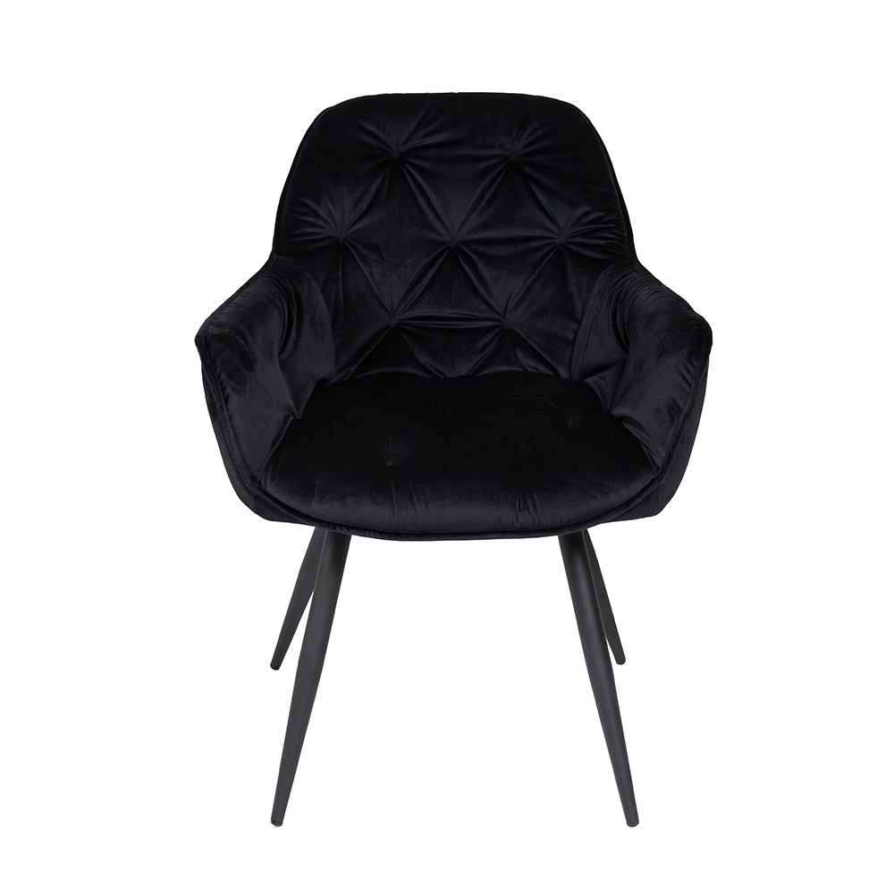 Buttoned Carver Dining Chair Black Velvet