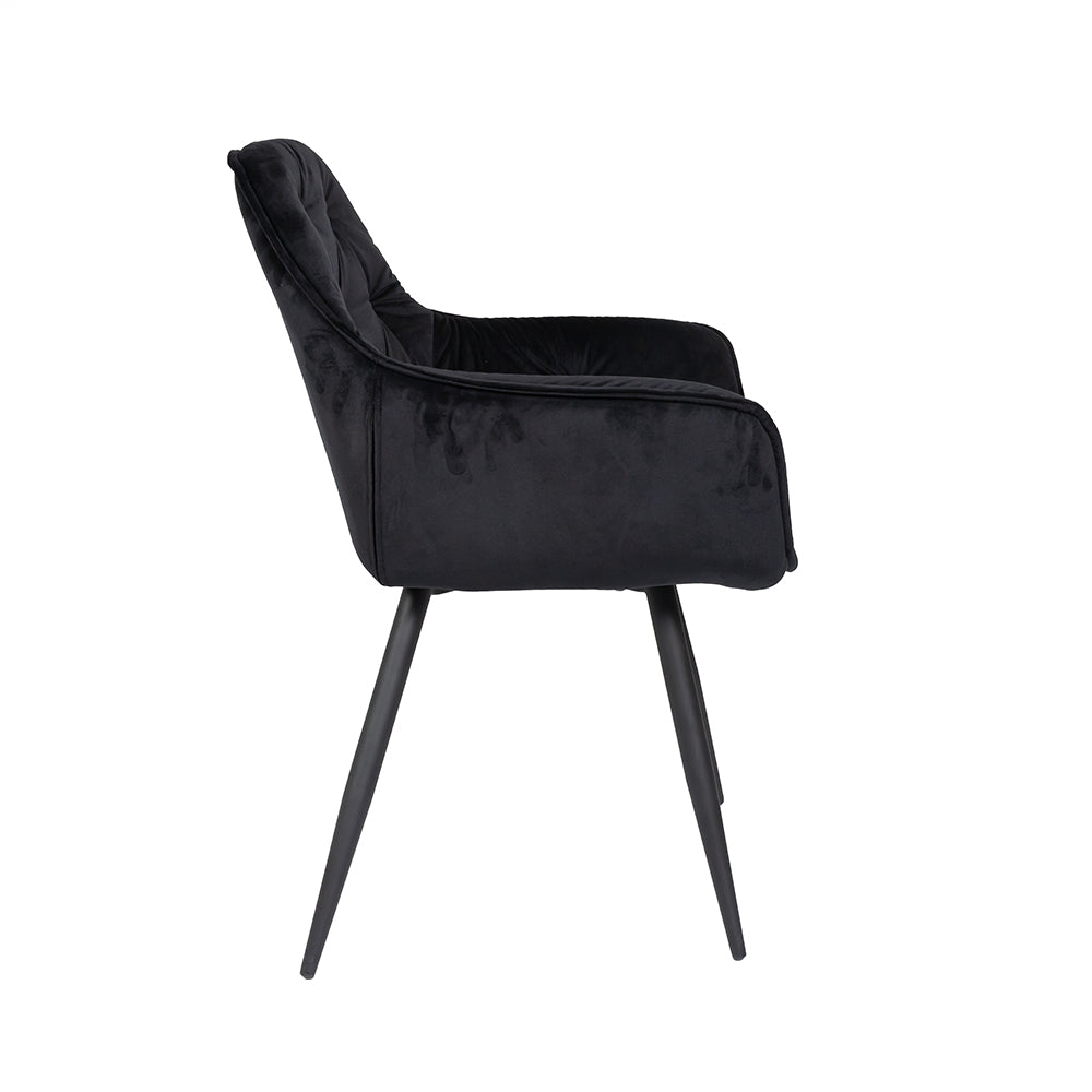 Buttoned Carver Dining Chair Black Velvet