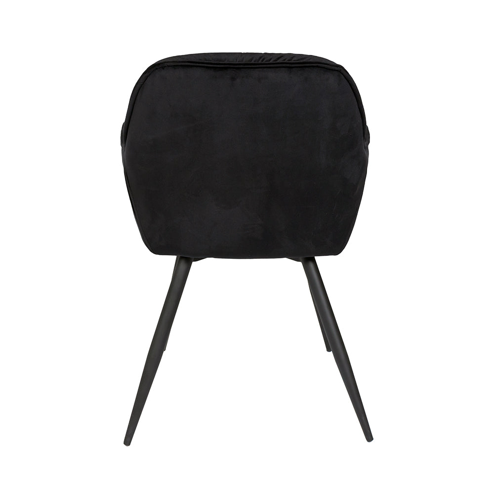 Buttoned Carver Dining Chair Black Velvet