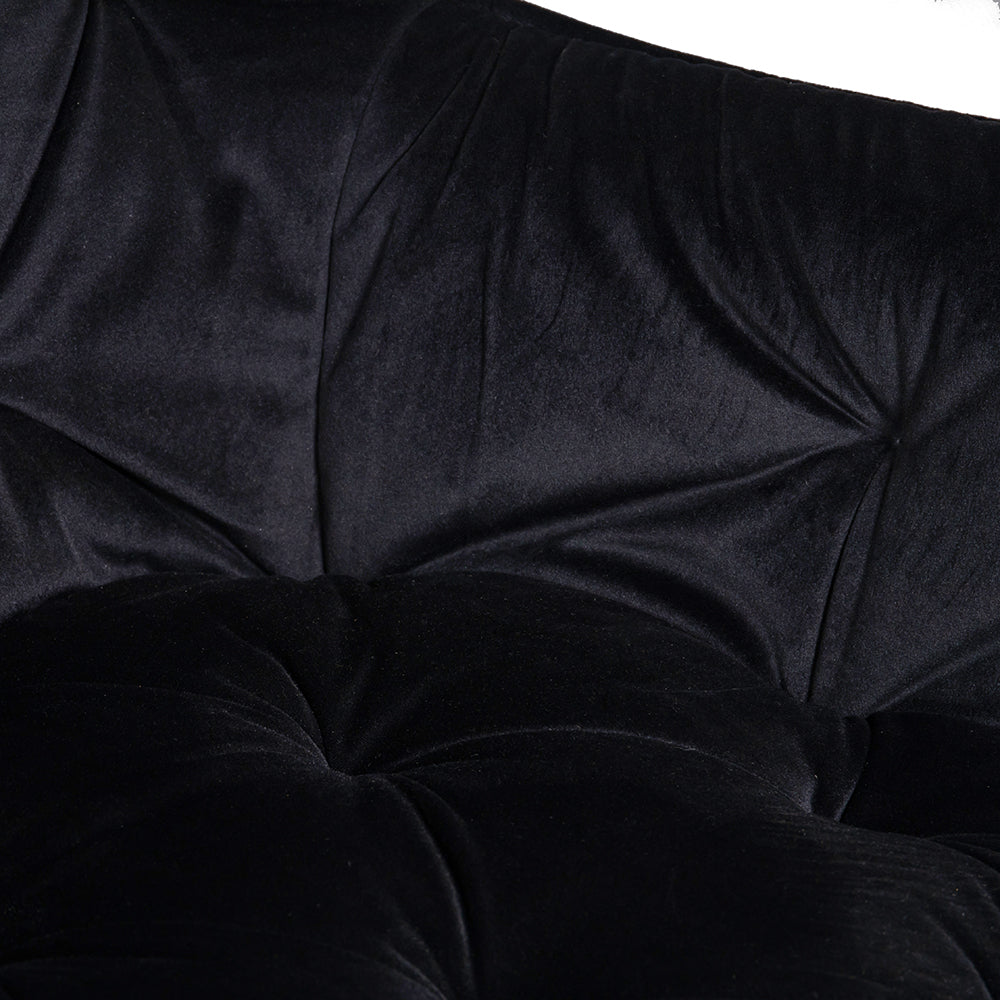 Buttoned Carver Dining Chair Black Velvet
