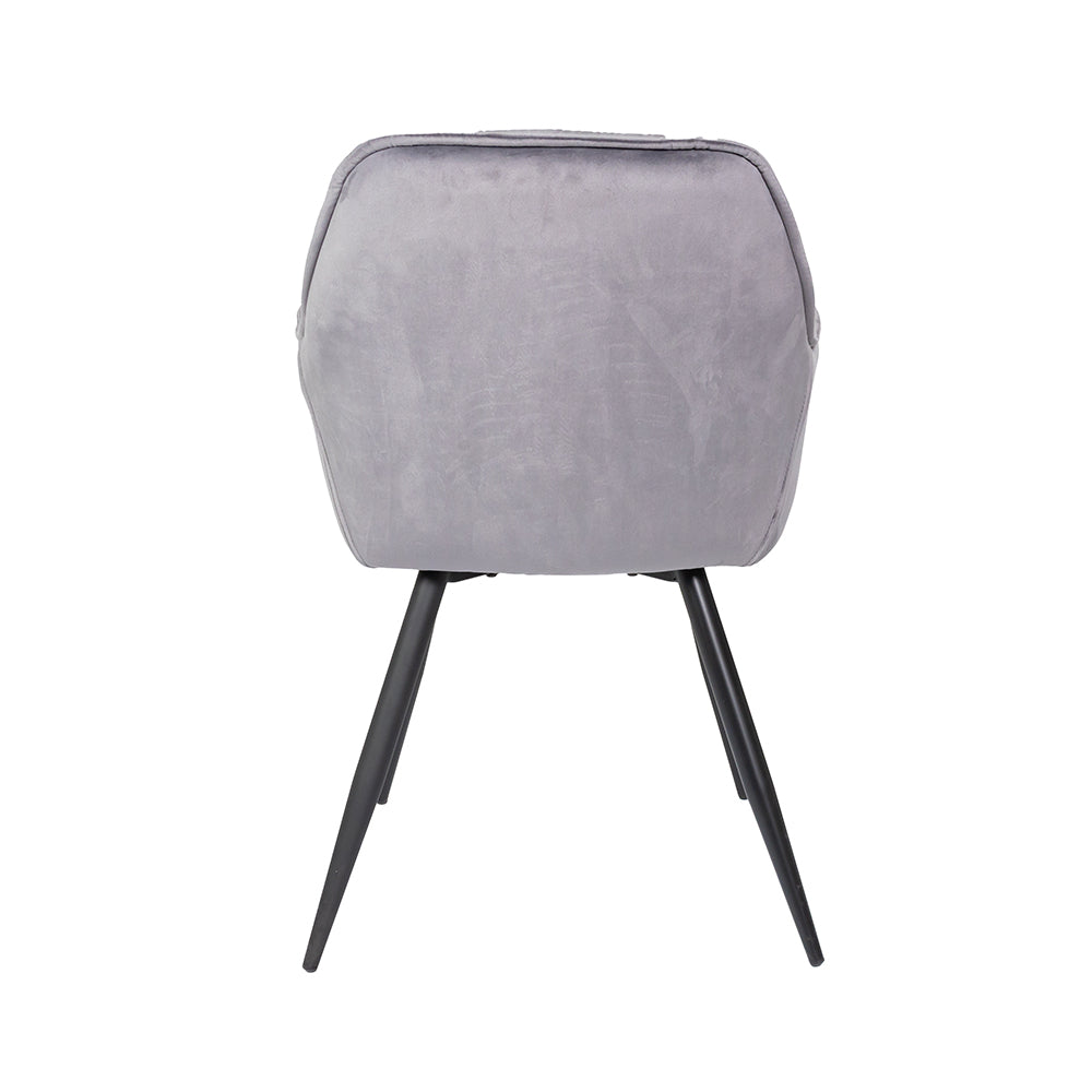 Buttoned Carver Dining Chair Grey Velvet