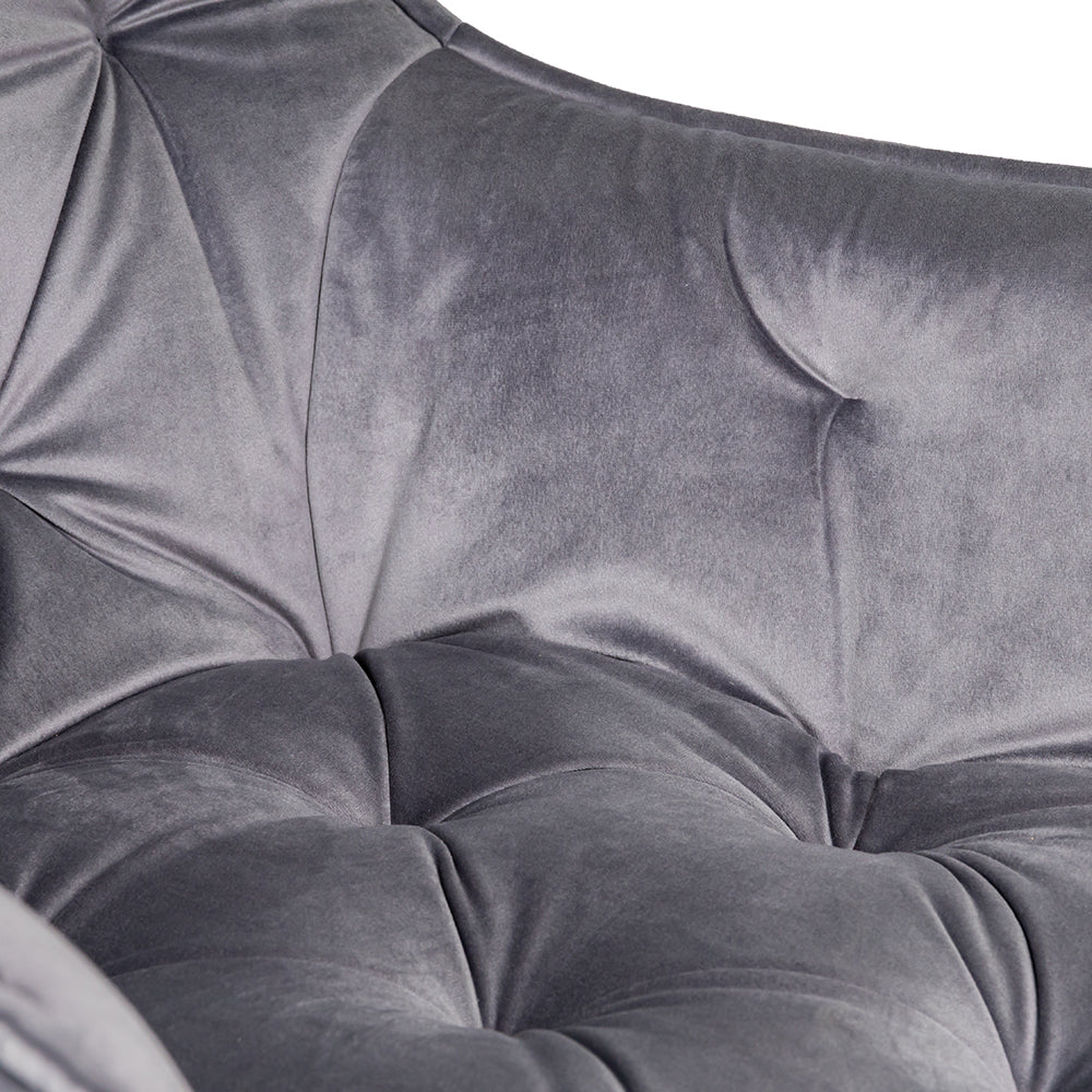 Buttoned Carver Dining Chair Grey Velvet