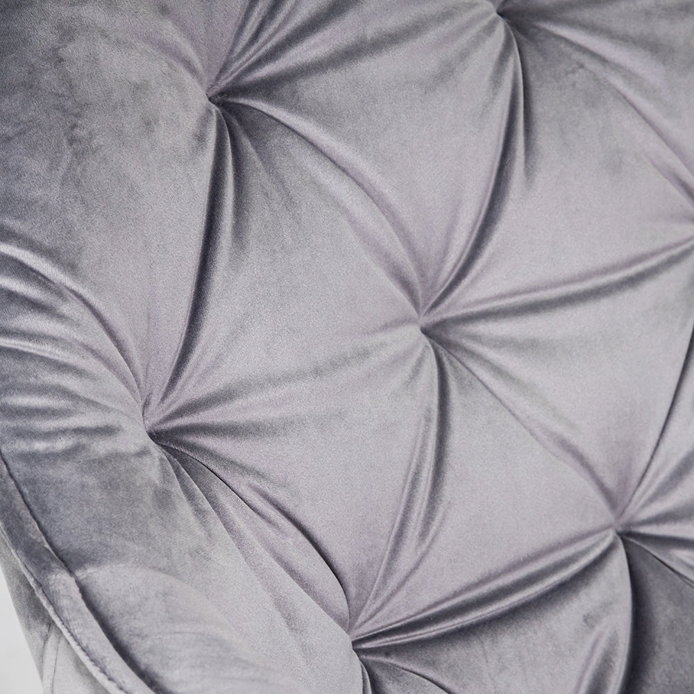 Buttoned Carver Dining Chair Grey Velvet
