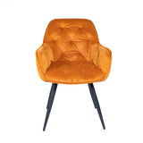 Buttoned Carver Dining Chair Orange Velvet