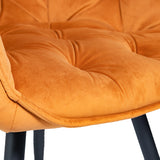 Buttoned Carver Dining Chair Orange Velvet