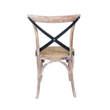 Vintage Oak Crossback Chair Black Metal Support