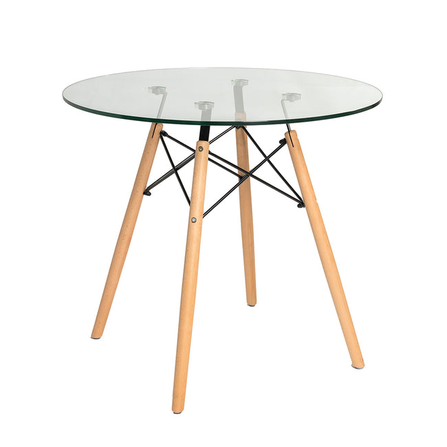 Iconic WDW Style Dining Table 80cm - Glass Top