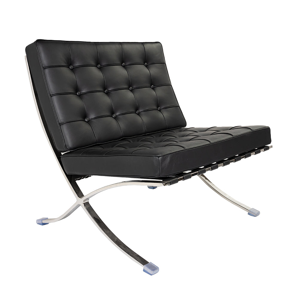 Barcelona Chair and Ottoman Black Leather