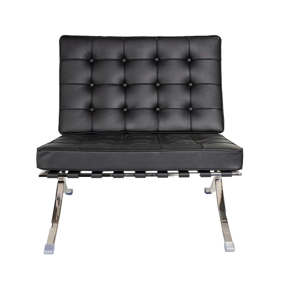 Barcelona Chair and Ottoman Black Leather