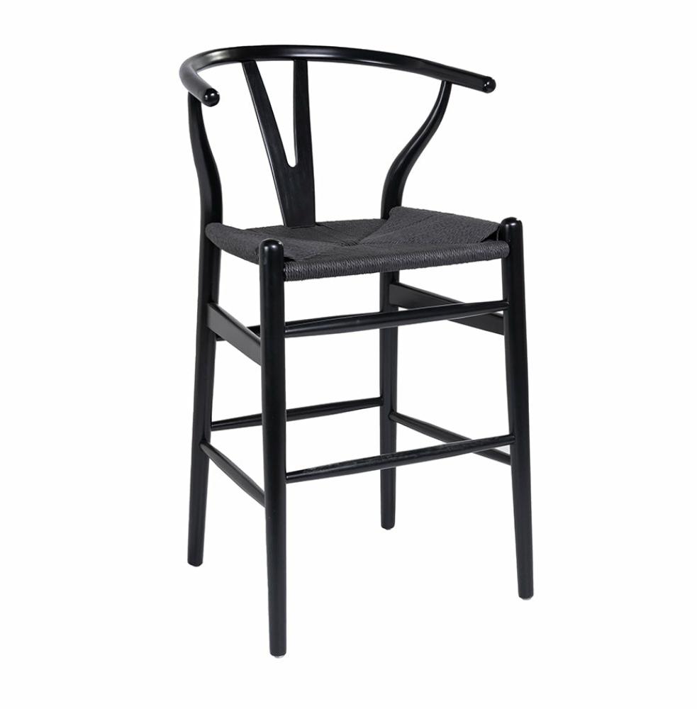 Hans J Wegner style Wishbone Bar Stool - All Black