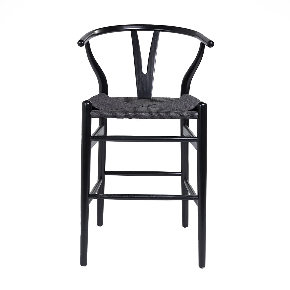 Hans J Wegner style Wishbone Bar Stool - All Black