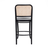 811 Hoffmann Style Stool Black with Cane Backrest