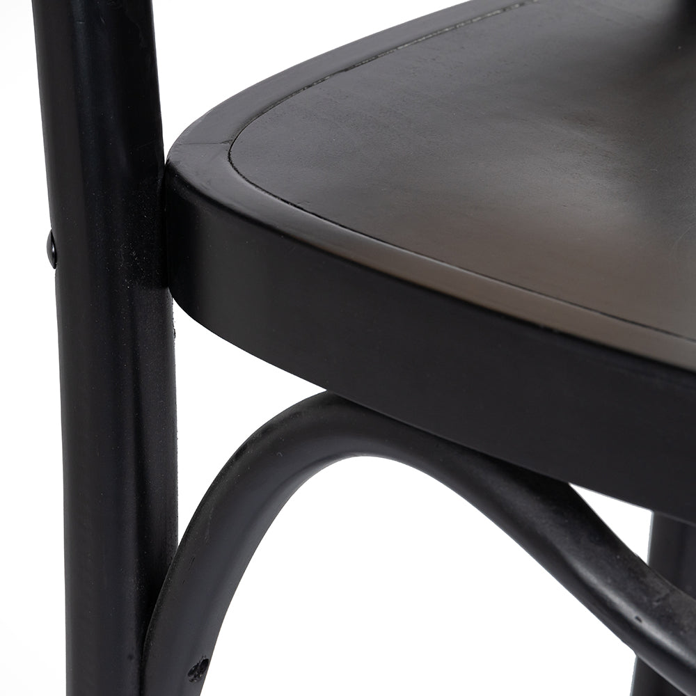 811 Hoffmann Style Stool Black with Cane Backrest