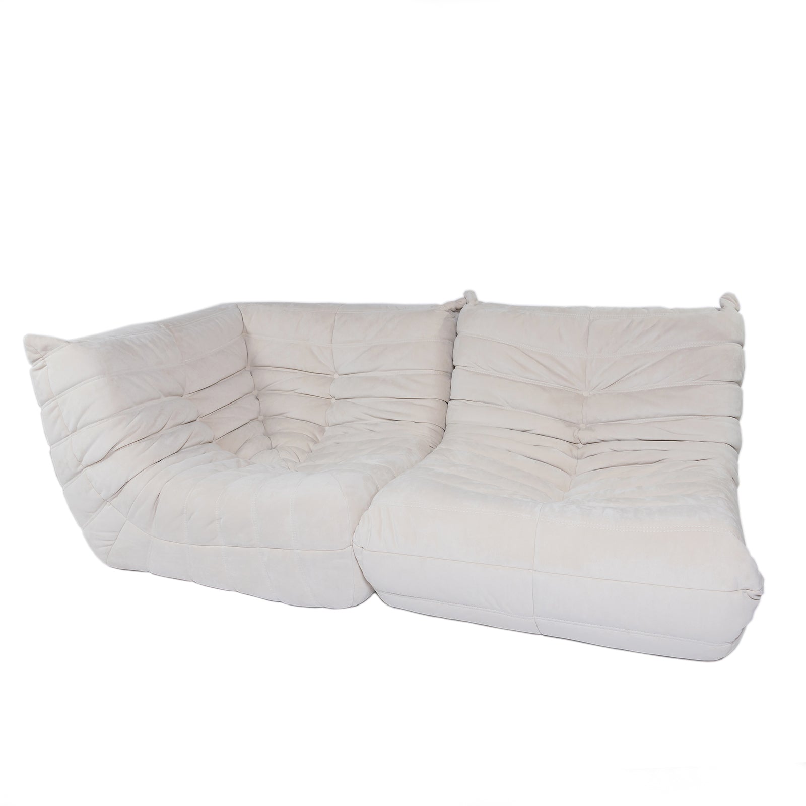 Togo Style Sofa Off White Suede 1 Seater