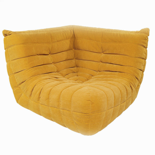 Togo Style Sofa Mustard Yellow Corduroy Corner