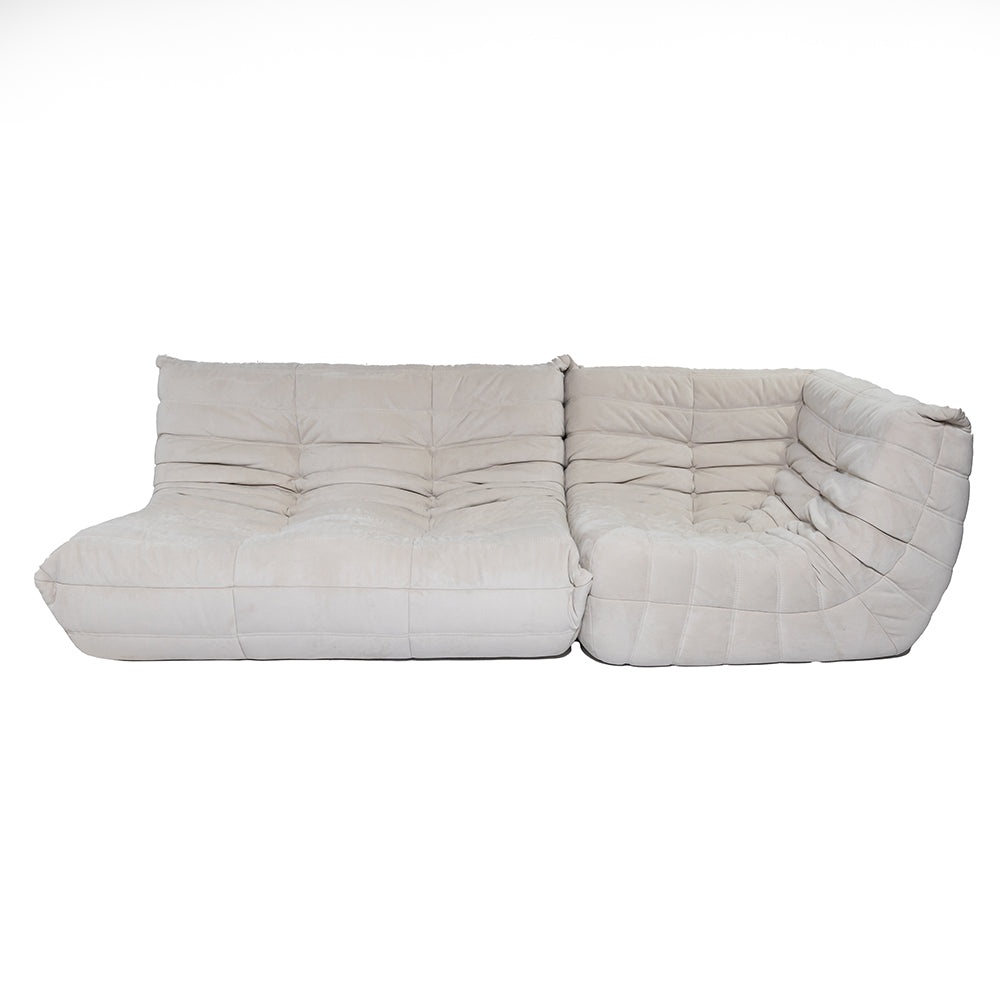 Togo Style Sofa Off White Suede 2 Seater