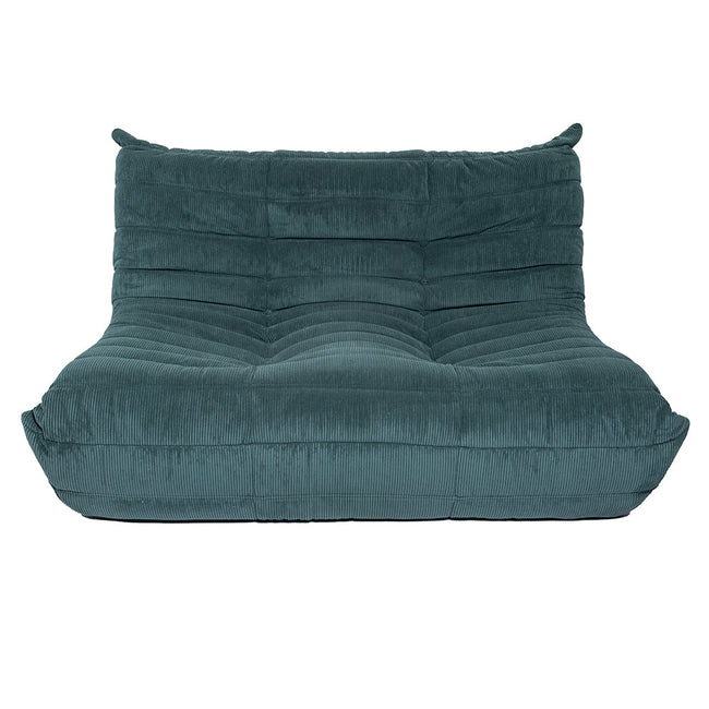 Togo Style Sofa Teal Corduroy 2 Seater