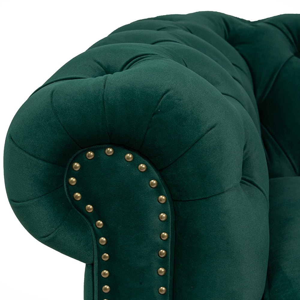 3 Seater Chesterfield Style Sofa Green Velvet