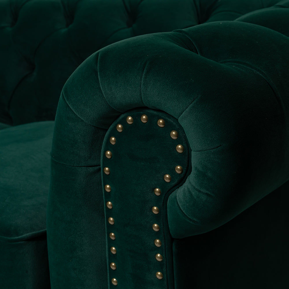 3 Seater Chesterfield Style Sofa Green Velvet