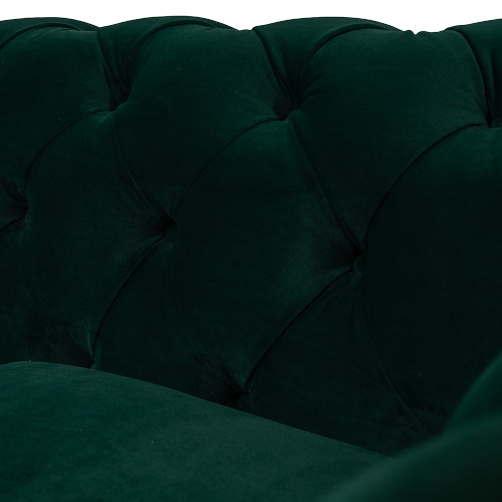 3 Seater Chesterfield Style Sofa Green Velvet