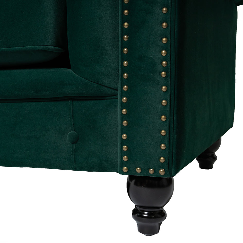 3 Seater Chesterfield Style Sofa Green Velvet