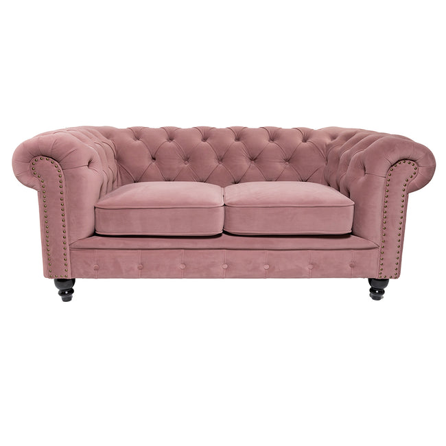 2 Seater Chesterfield Sofa Dusty Pink Velvet