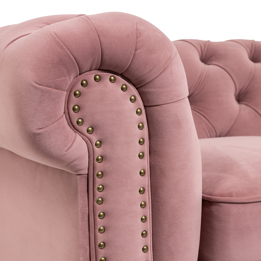 2 Seater Chesterfield Sofa Dusty Pink Velvet