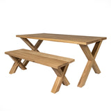 Solid Oak X Frame Dining Table / Matching Bench / Strachel A.F.