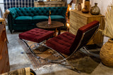 Barcelona Chair and Ottoman Wine Red Velvet