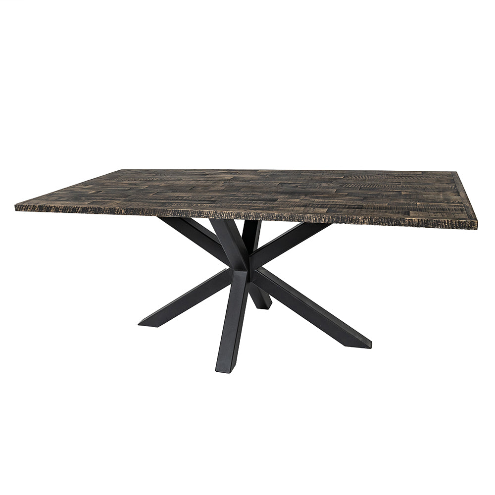 Reclaimed Oak Parquet Dining Table Graphite / Star Frame by Strachel A.F.